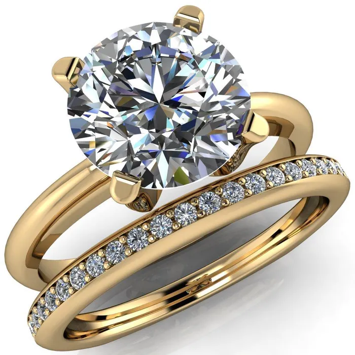 Fire Brilliance Rings Hayden Round Center Stone 4 U Shaped Prong Set Euro Shank Solitaire Ring