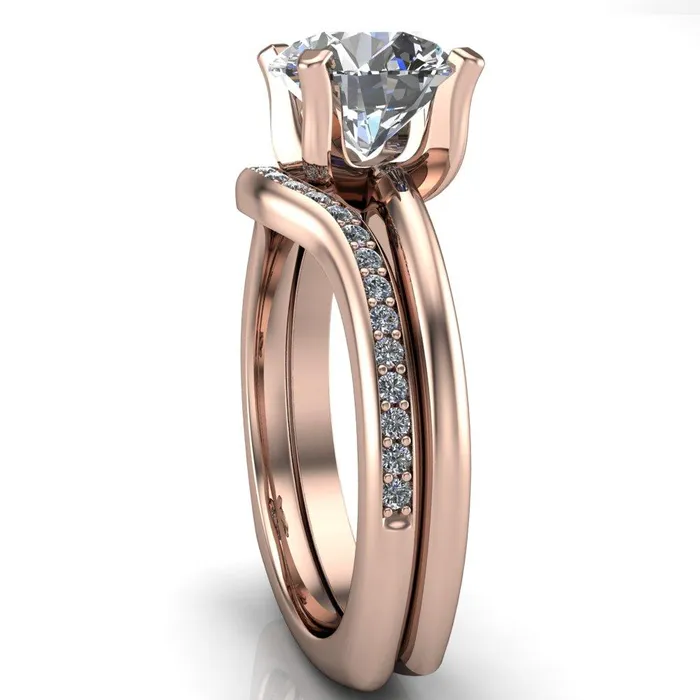 Fire Brilliance Rings Hayden Round Center Stone 4 U Shaped Prong Set Euro Shank Solitaire Ring