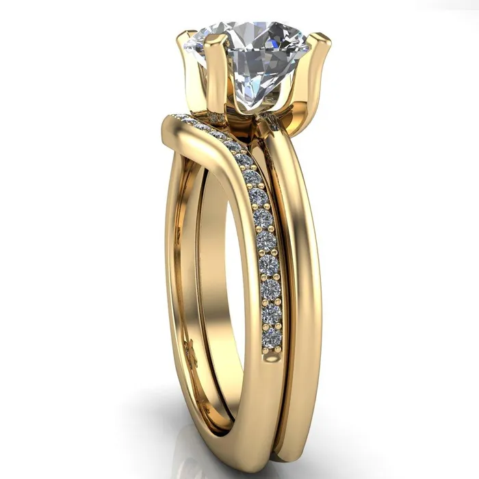 Fire Brilliance Rings Hayden Round Center Stone 4 U Shaped Prong Set Euro Shank Solitaire Ring