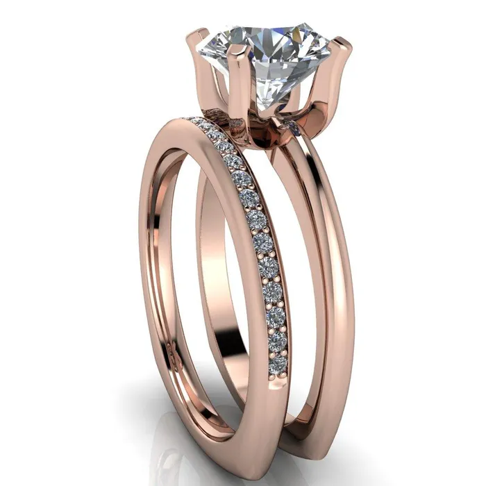 Fire Brilliance Rings Hayden Round Center Stone 4 U Shaped Prong Set Euro Shank Solitaire Ring