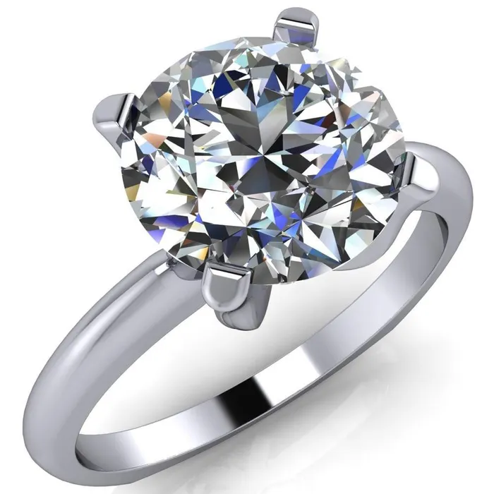 Fire Brilliance Rings Hayden Round Center Stone 4 U Shaped Prong Set Euro Shank Solitaire Ring