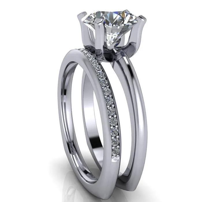Fire Brilliance Rings Hayden Round Center Stone 4 U Shaped Prong Set Euro Shank Solitaire Ring