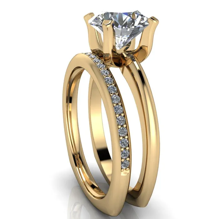 Fire Brilliance Rings Hayden Round Center Stone 4 U Shaped Prong Set Euro Shank Solitaire Ring