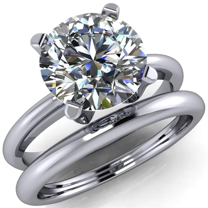 Fire Brilliance Rings Hayden Round Center Stone 4 U Shaped Prong Set Euro Shank Solitaire Ring