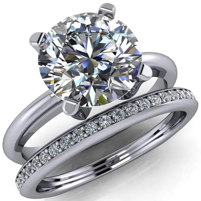 Fire Brilliance Rings Hayden Round Center Stone 4 U Shaped Prong Set Euro Shank Solitaire Ring