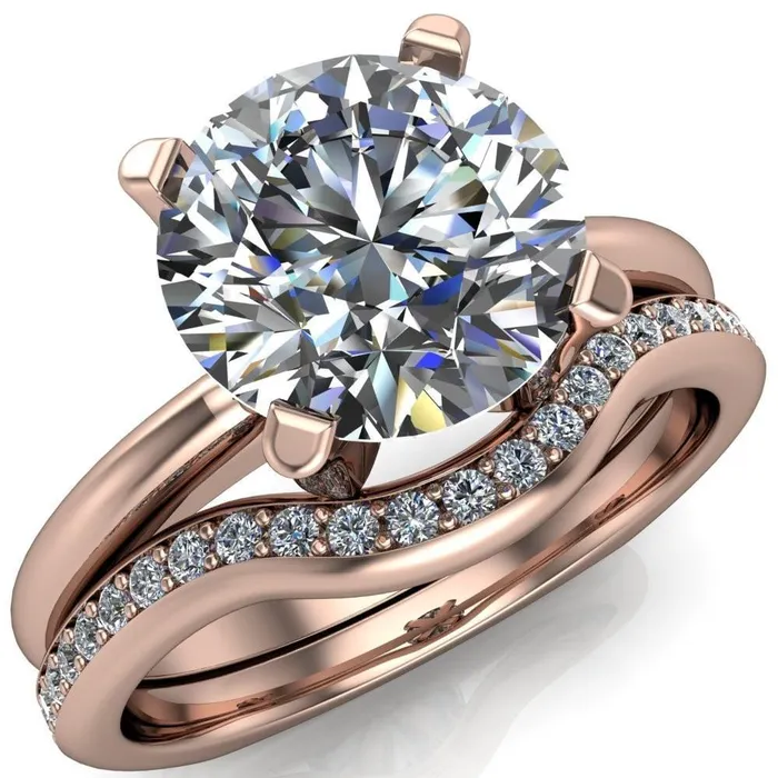 Fire Brilliance Rings Hayden Round Center Stone 4 U Shaped Prong Set Euro Shank Solitaire Ring
