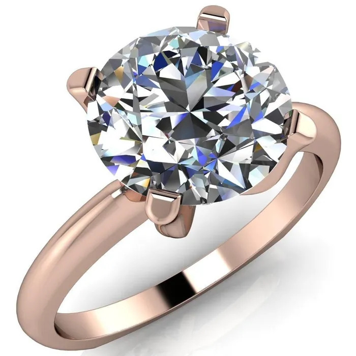 Fire Brilliance Rings Hayden Round Center Stone 4 U Shaped Prong Set Euro Shank Solitaire Ring