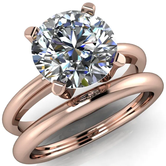 Fire Brilliance Rings Hayden Round Center Stone 4 U Shaped Prong Set Euro Shank Solitaire Ring