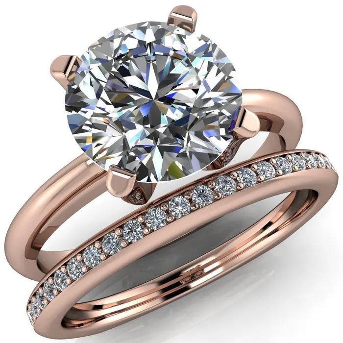Fire Brilliance Rings Hayden Round Center Stone 4 U Shaped Prong Set Euro Shank Solitaire Ring