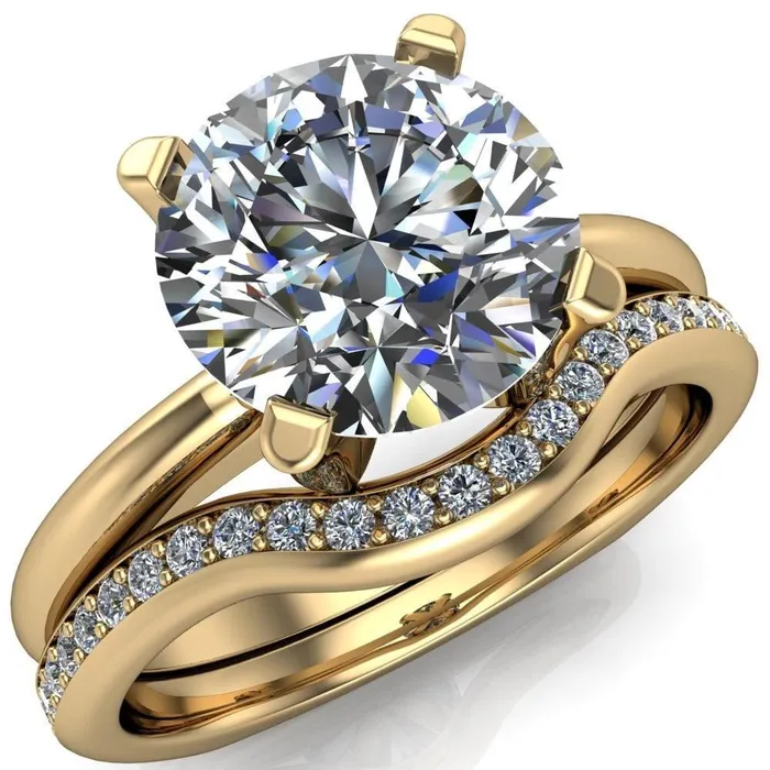 Fire Brilliance Rings Hayden Round Center Stone 4 U Shaped Prong Set Euro Shank Solitaire Ring