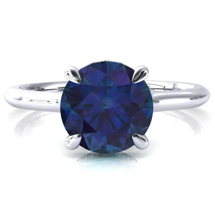Fire Brilliance Rings Janey Round Alexandrite 4 Prongs Claw Floating Halo Inverted Cathedral Ring Fire Brilliance Rings Janey Round Alexandrite 4 Prongs Claw Floating Halo Inverted Cathedral Ring