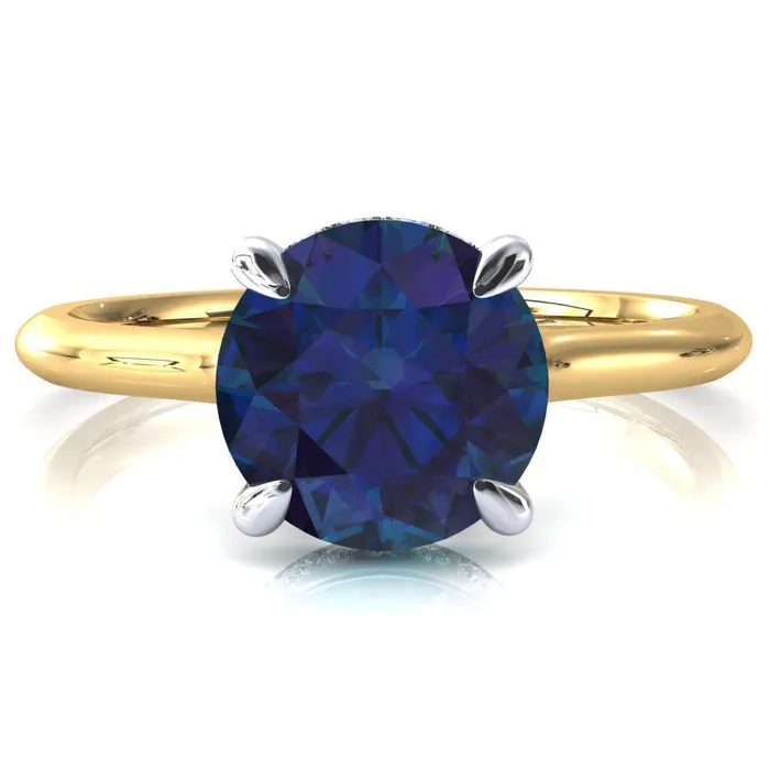 Fire Brilliance Rings Janey Round Alexandrite 4 Prongs Claw Floating Halo Inverted Cathedral Ring