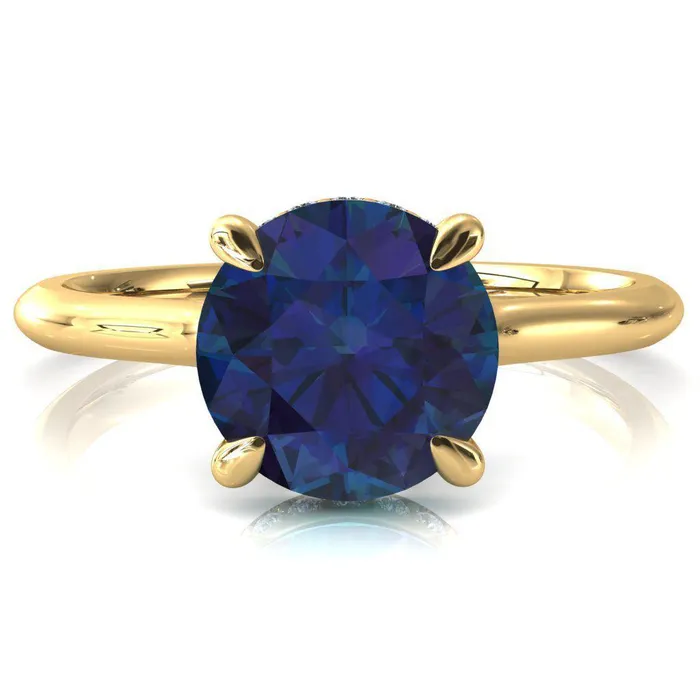 Fire Brilliance Rings Janey Round Alexandrite 4 Prongs Claw Floating Halo Inverted Cathedral Ring