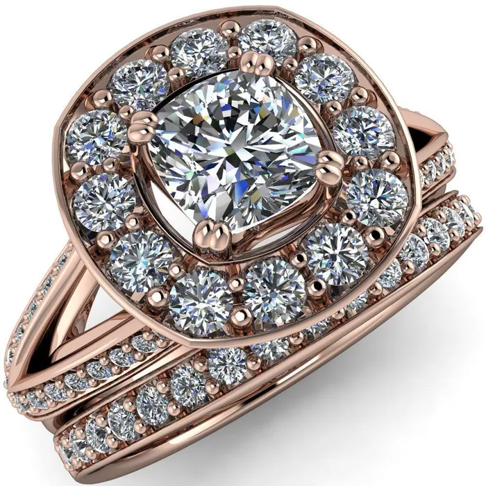 Fire Brilliance Rings Keaton Cushion Center Stone 4 Double Prong Halo Split Shank Engagement Ring Fire Brilliance Rings Keaton Cushion Center Stone 4 Double Prong Halo Split Shank Engagement Ring