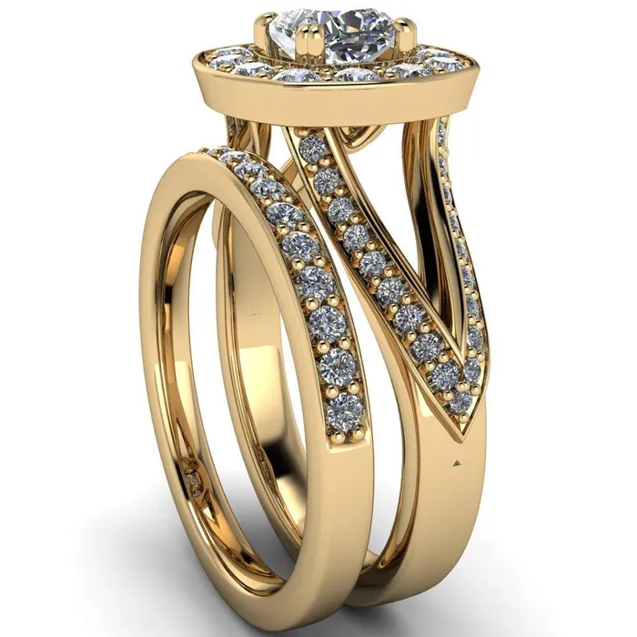 Fire Brilliance Rings Keaton Cushion Center Stone 4 Double Prong Halo Split Shank Engagement Ring