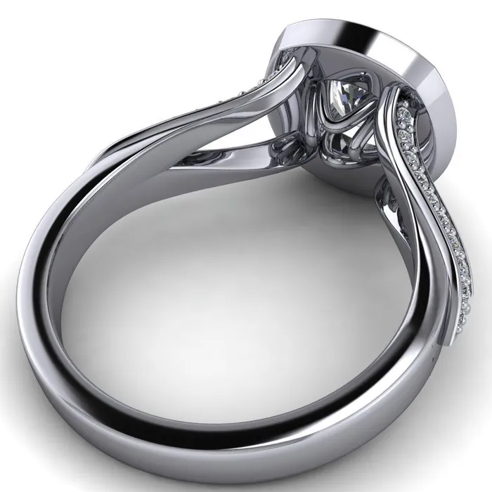 Fire Brilliance Rings Keaton Cushion Center Stone 4 Double Prong Halo Split Shank Engagement Ring