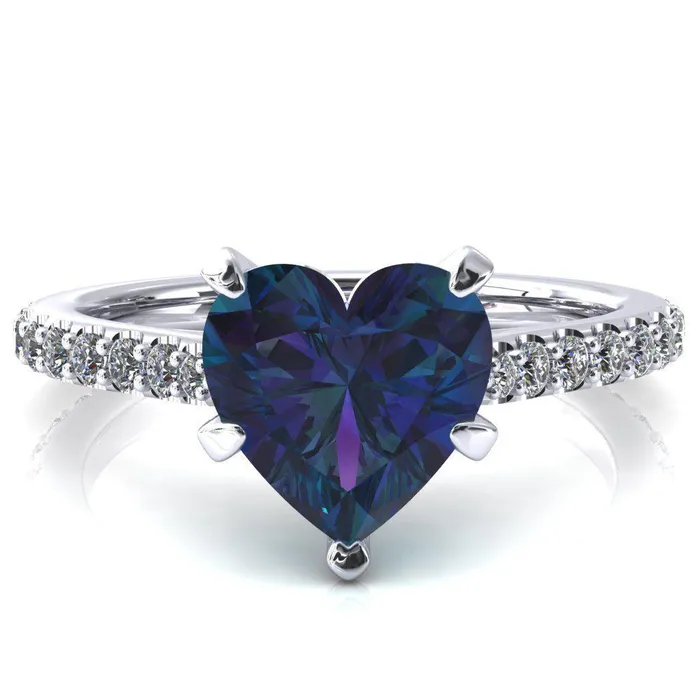 Fire Brilliance Rings Kelsy Heart Alexandrite 5 Prong 34 Shared Scalloped Inverted Cathedral Ring Fire Brilliance Rings Kelsy Heart Alexandrite 5 Prong 34 Shared Scalloped Inverted Cathedral Ring