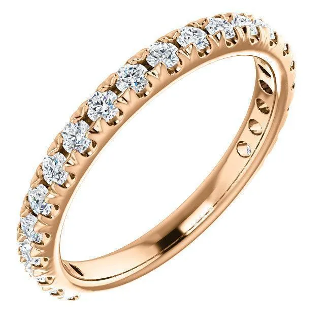Fire Brilliance Rings Kenla Round Diamond or Moissanite 34 Eternity French Pave Wedding Anniversary Band Fire Brilliance Rings Kenla Round Diamond or Moissanite 34 Eternity French Pave Wedding Anniversary Band