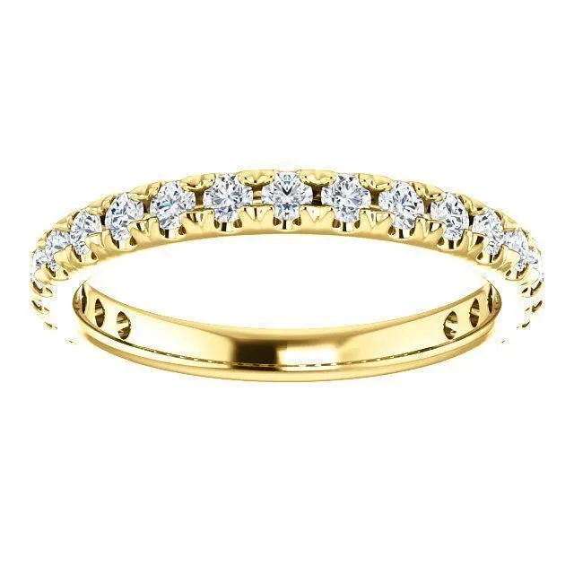 Fire Brilliance Rings Kenla Round Diamond or Moissanite 34 Eternity French Pave Wedding Anniversary Band