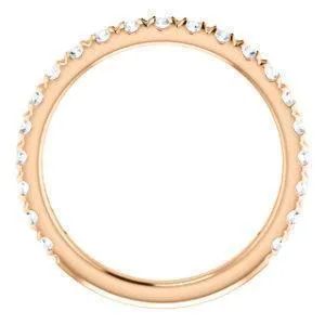 Fire Brilliance Rings Kenla Round Diamond or Moissanite 34 Eternity French Pave Wedding Anniversary Band