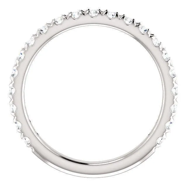 Fire Brilliance Rings Kenla Round Diamond or Moissanite 34 Eternity French Pave Wedding Anniversary Band