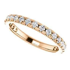 Fire Brilliance Rings Kenla Round Diamond or Moissanite 34 Eternity French Pave Wedding Anniversary Band