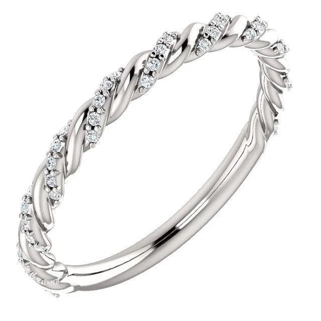 Fire Brilliance Rings Kenla Round Diamond or Moissanite 34 Eternity Rope Band
