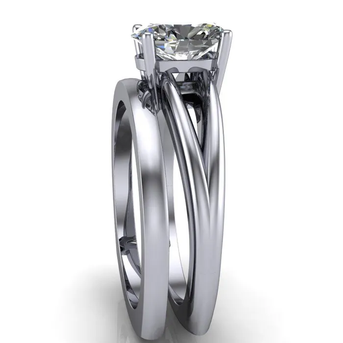 Fire Brilliance Rings Lorelai Oval Center Stone Split Shank Under Bezel 4 Prong Ring