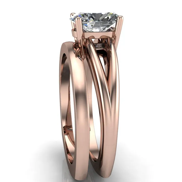 Fire Brilliance Rings Lorelai Oval Center Stone Split Shank Under Bezel 4 Prong Ring