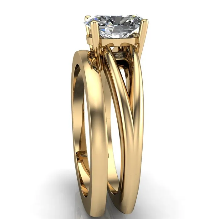 Fire Brilliance Rings Lorelai Oval Center Stone Split Shank Under Bezel 4 Prong Ring