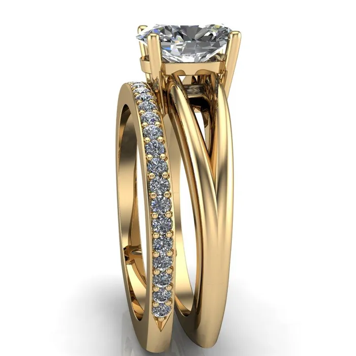 Fire Brilliance Rings Lorelai Oval Center Stone Split Shank Under Bezel 4 Prong Ring