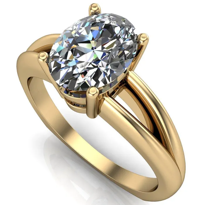 Fire Brilliance Rings Lorelai Oval Center Stone Split Shank Under Bezel 4 Prong Ring