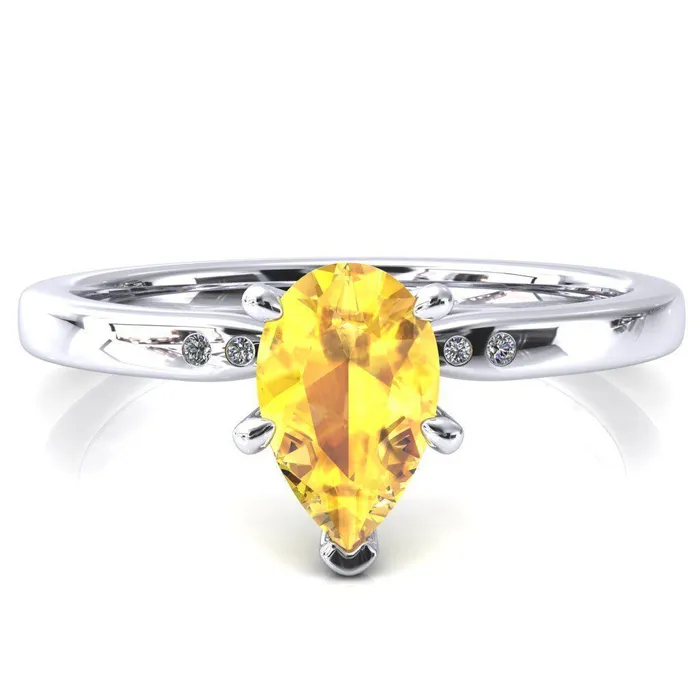 Fire Brilliance Rings Maise Pear Yellow Sapphire 6 Prong Diamond Accent Engagement Ring Fire Brilliance Rings Maise Pear Yellow Sapphire 6 Prong Diamond Accent Engagement Ring