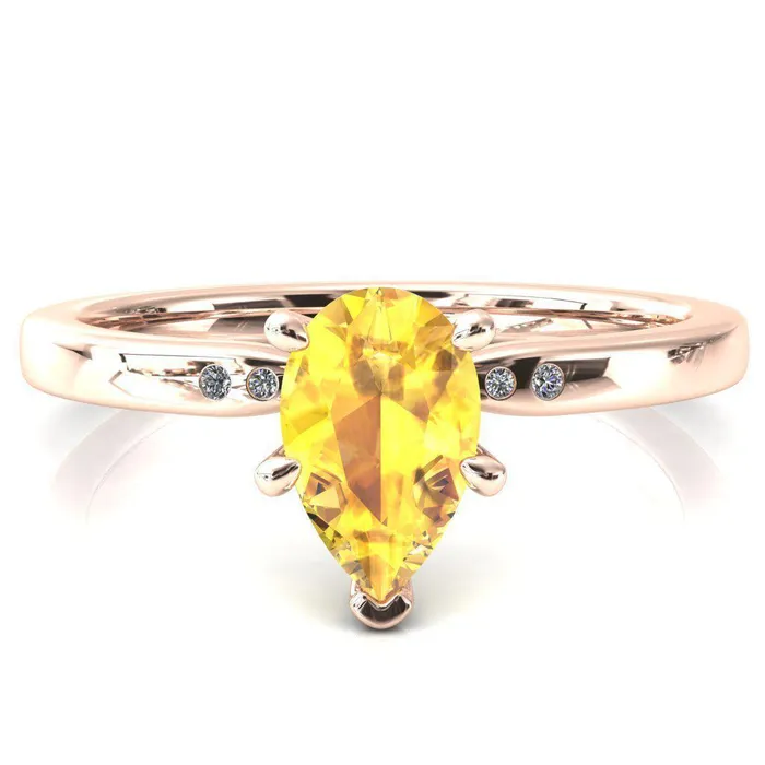 Fire Brilliance Rings Maise Pear Yellow Sapphire 6 Prong Diamond Accent Engagement Ring