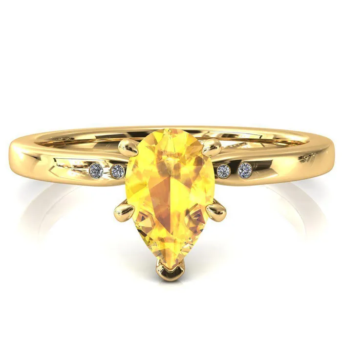 Fire Brilliance Rings Maise Pear Yellow Sapphire 6 Prong Diamond Accent Engagement Ring