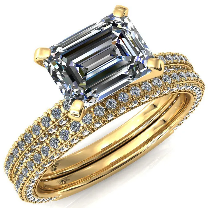 Fire Brilliance Rings Mariyah Emerald Center Stone EastWest 4 Prong 34 Eternity 3 Sided Diamond Shank Engagement Ring Fire Brilliance Rings Mariyah Emerald Center Stone EastWest 4 Prong 34 Eternity 3 Sided Diamond Shank Engagement Ring