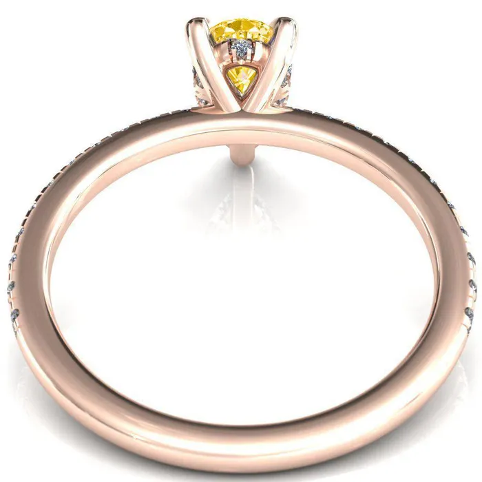 Fire Brilliance Rings Mayeli Pear Canary Yellow 3 Claw Prong Micro Pave Diamond Sides Engagement Ring