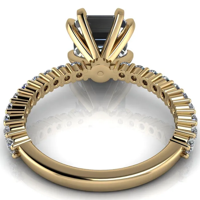 Fire Brilliance Rings Melina Asscher Moissanite 8 Prong Shared Prong Shank Engagement Ring