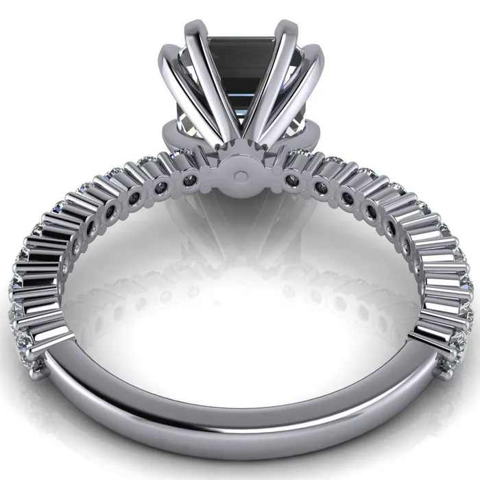 Fire Brilliance Rings Melina Asscher Moissanite 8 Prong Shared Prong Shank Engagement Ring