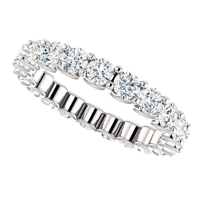 Fire Brilliance Rings Prestine Full Eternity U Prongs 3mm Round Cut Engagement or Anniversary Ring