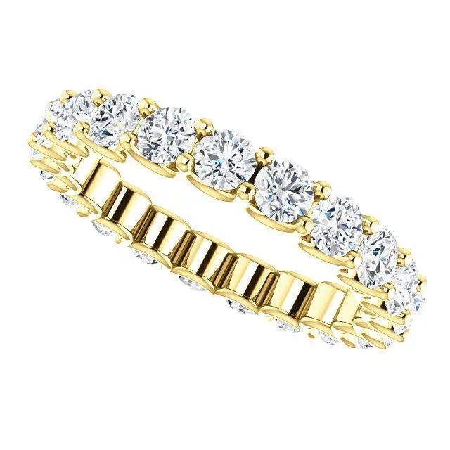 Fire Brilliance Rings Prestine Full Eternity U Prongs 3mm Round Cut Engagement or Anniversary Ring