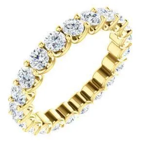 Fire Brilliance Rings Prestine Full Eternity U Prongs 3mm Round Cut Engagement or Anniversary Ring