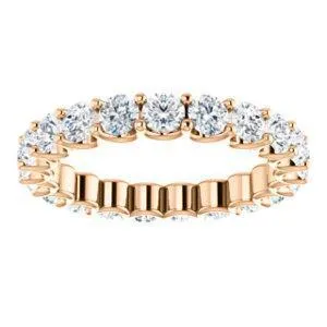 Fire Brilliance Rings Prestine Full Eternity U Prongs 3mm Round Cut Engagement or Anniversary Ring