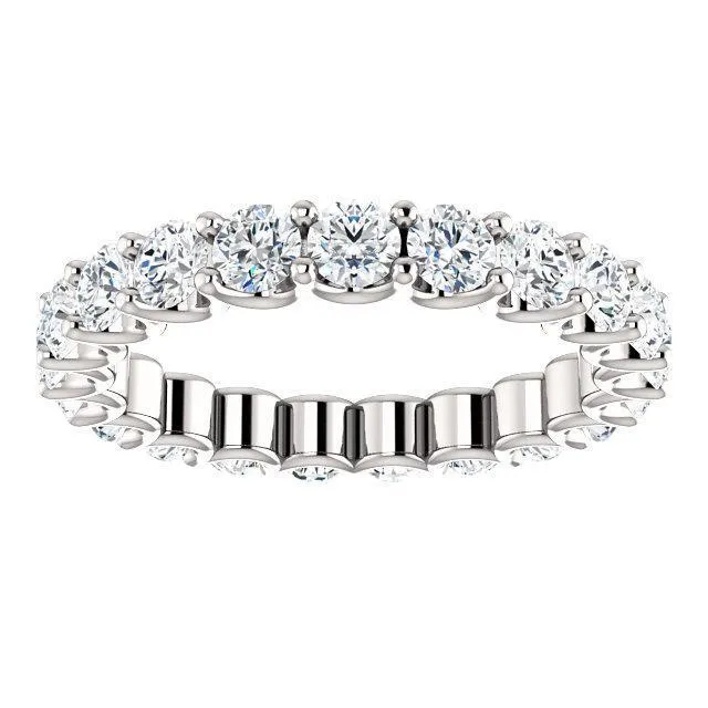 Fire Brilliance Rings Prestine Full Eternity U Prongs 3mm Round Cut Engagement or Anniversary Ring