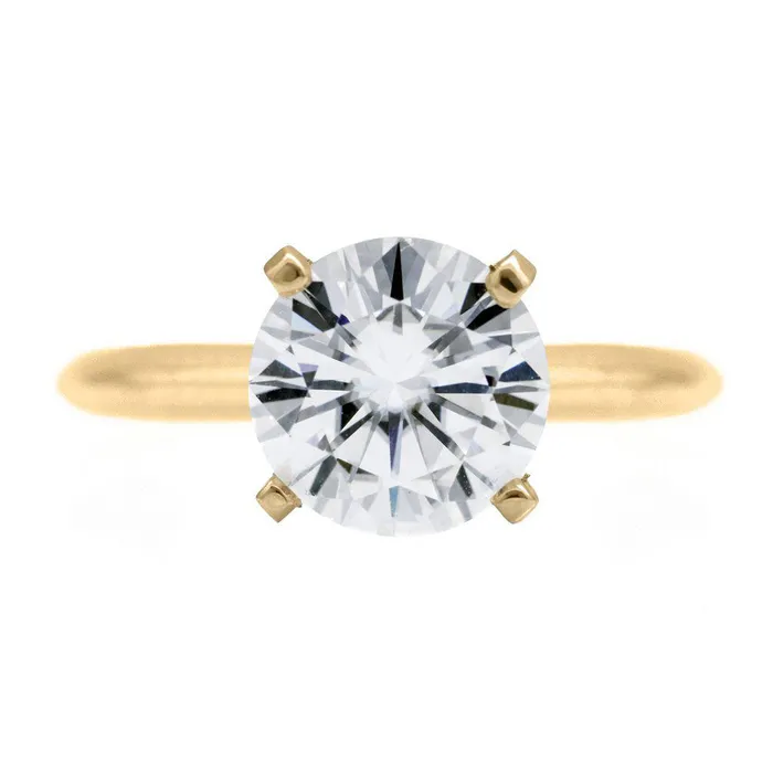 Fire Brilliance Rings Round Center Stone 14K or 18K Yellow Gold 4 Prongs Solitaire Ring Fire Brilliance Rings Round Center Stone 14K or 18K Yellow Gold 4 Prongs Solitaire Ring