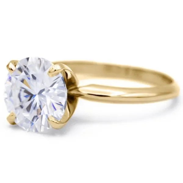 Fire Brilliance Rings Round Center Stone 14K or 18K Yellow Gold 4 Prongs Solitaire Ring