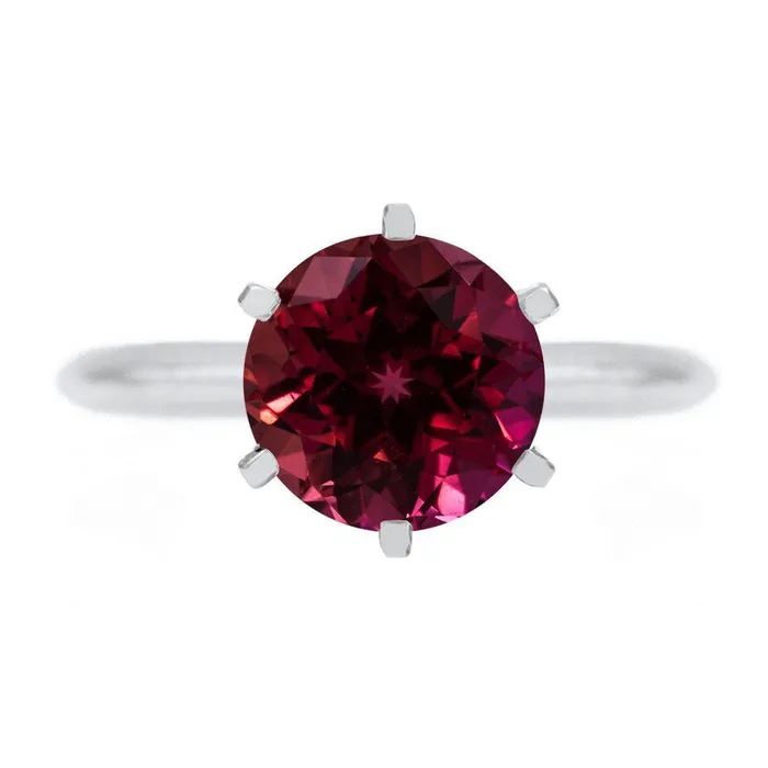 Fire Brilliance Rings Round Ruby 14K or 18K White Gold 6 Prongs Solitaire Ring Fire Brilliance Rings Round Ruby 14K or 18K White Gold 6 Prongs Solitaire Ring