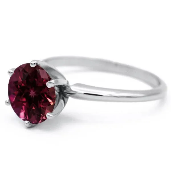 Fire Brilliance Rings Round Ruby 14K or 18K White Gold 6 Prongs Solitaire Ring