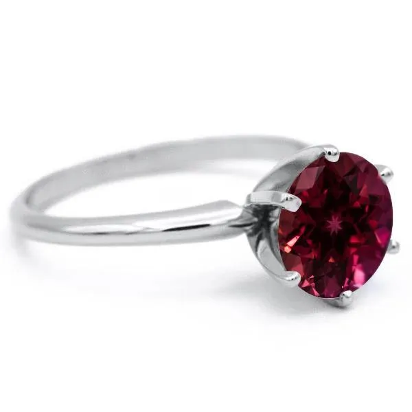 Fire Brilliance Rings Round Ruby 14K or 18K White Gold 6 Prongs Solitaire Ring