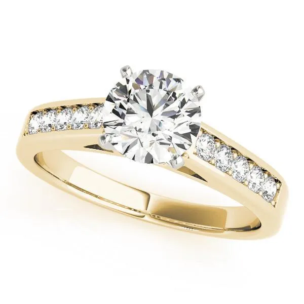 Fire Brilliance Rings Ryleigh Round Center Stone Diamond Channel 4 Prong TwoTone Engagement Ring Fire Brilliance Rings Ryleigh Round Center Stone Diamond Channel 4 Prong TwoTone Engagement Ring